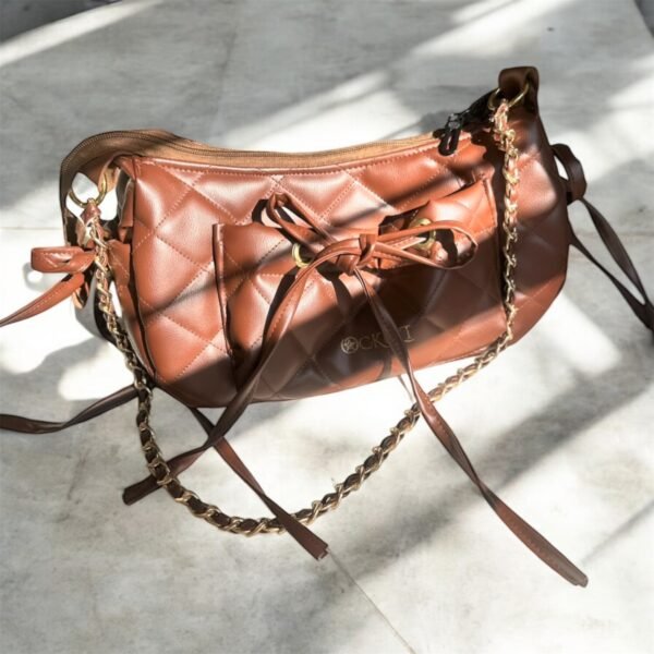 Brown Quilted Small Shoulder Bag